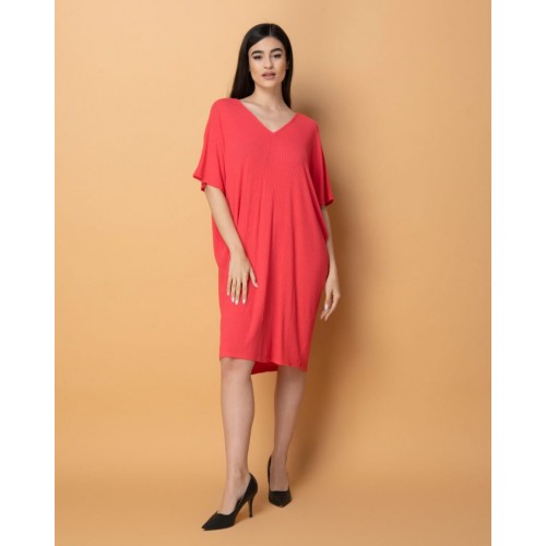 Φόρεμα μίντι “V” oversized κόκκινο