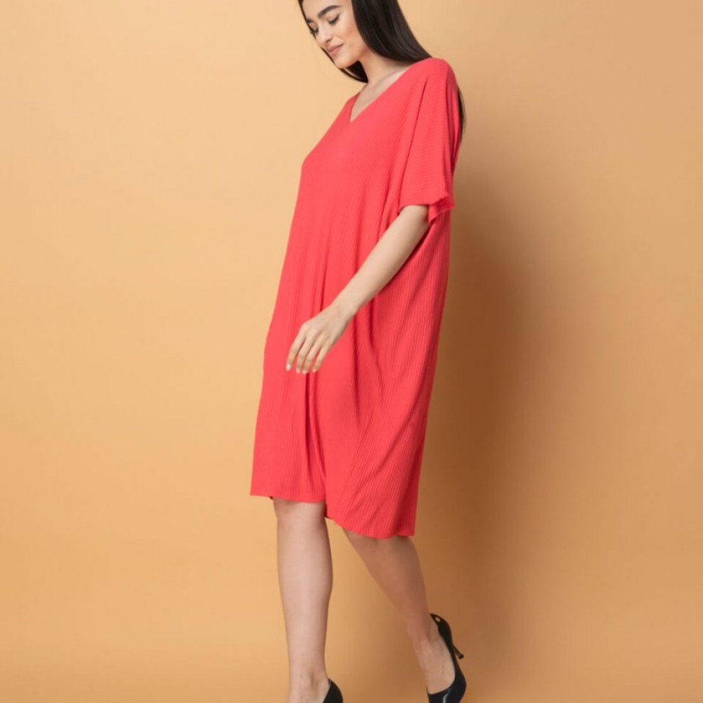 Φόρεμα μίντι “V” oversized κόκκινο