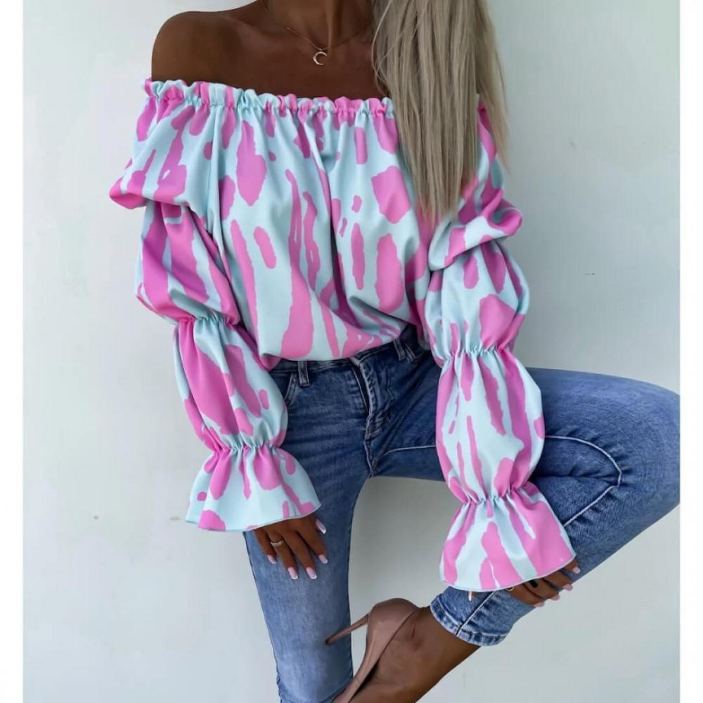 Μπλούζα έξωμη floral γαλάζιο