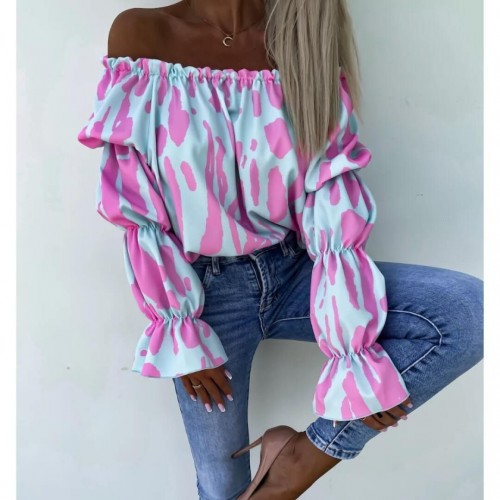 Μπλούζα έξωμη floral γαλάζιο