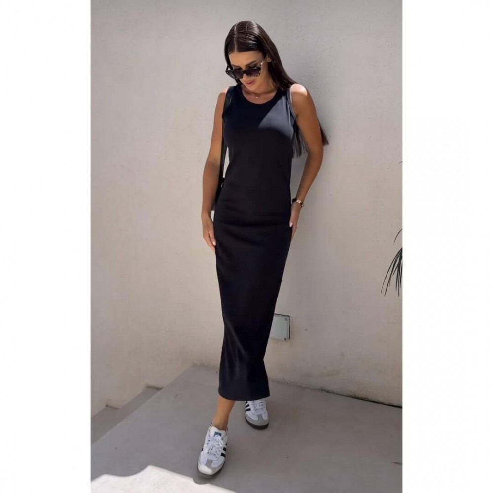 Φόρεμα maxi basic ελαστικό μαύρο