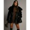 Γούνα classic με φαρδύ γιακά μαύρο
