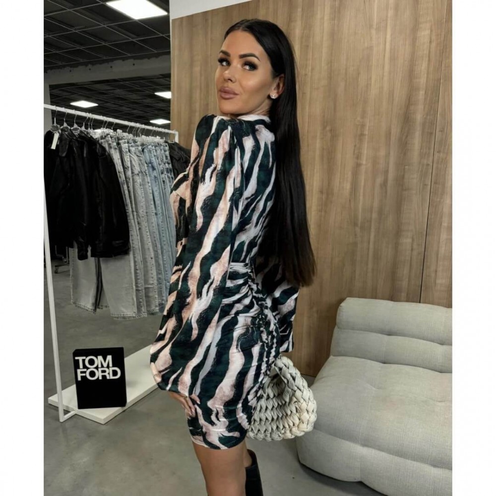 Φόρεμα mini animal print πράσινο