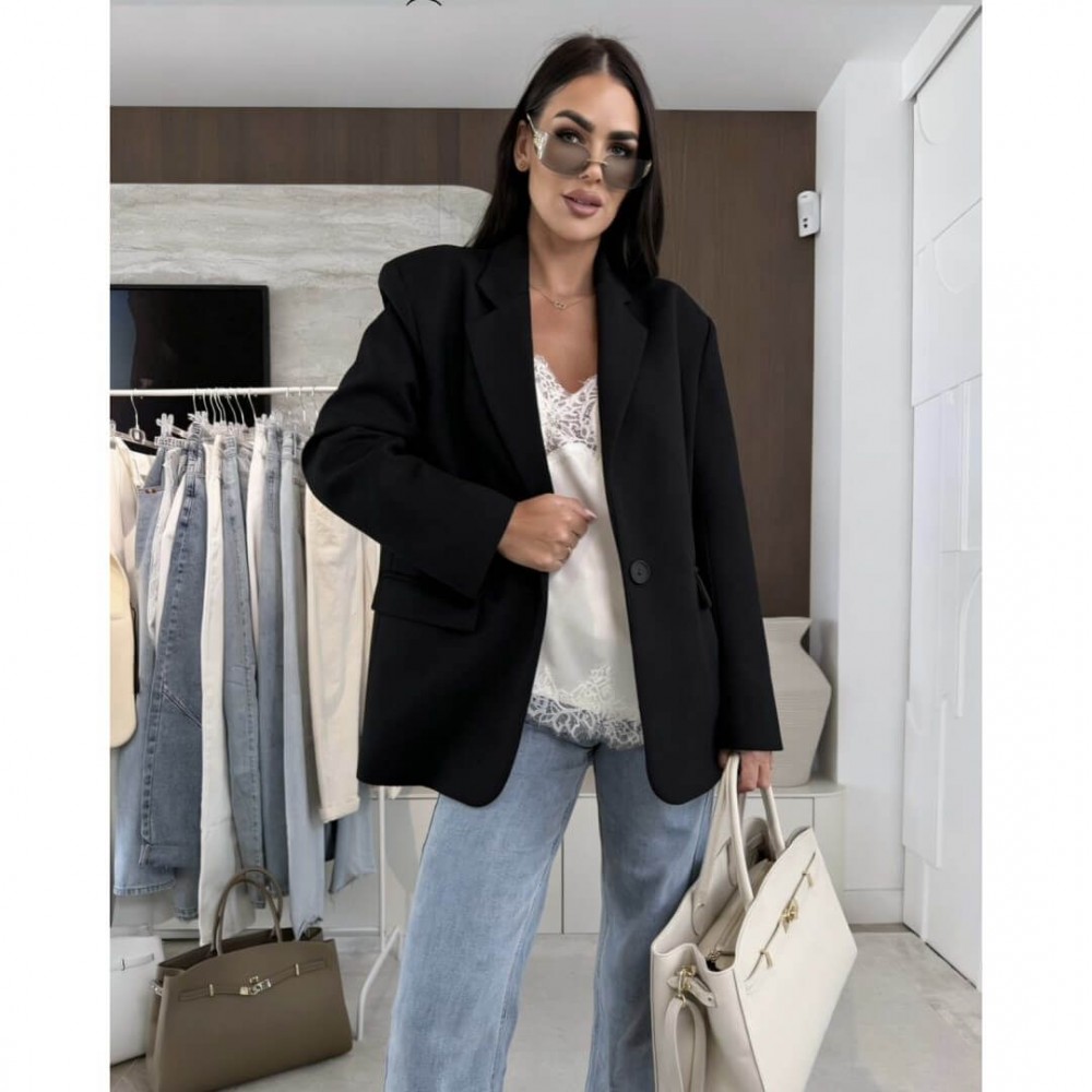 Σακάκι blazer ενισχυμένο μαύρο