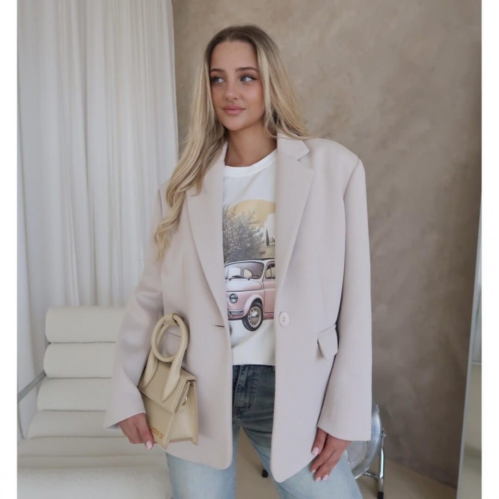 Σακάκι blazer ενισχυμένο μπεζ