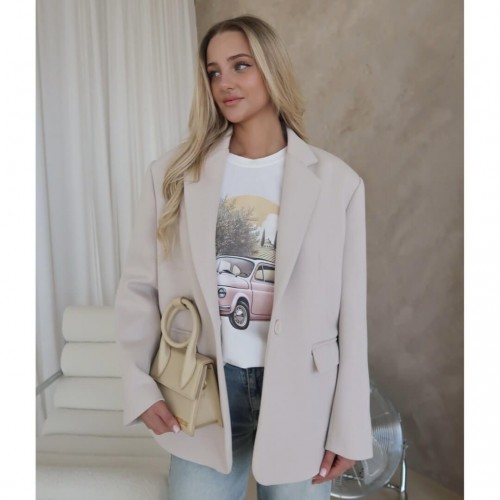 Σακάκι blazer ενισχυμένο μπεζ