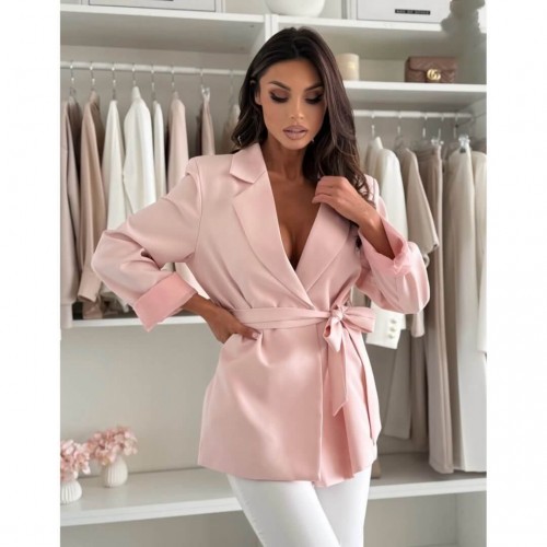 Σακάκι blazer με ζώνη ροζ