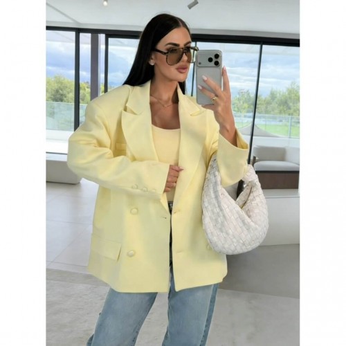 Σακάκι blazer με κουμπιά κίτρινο
