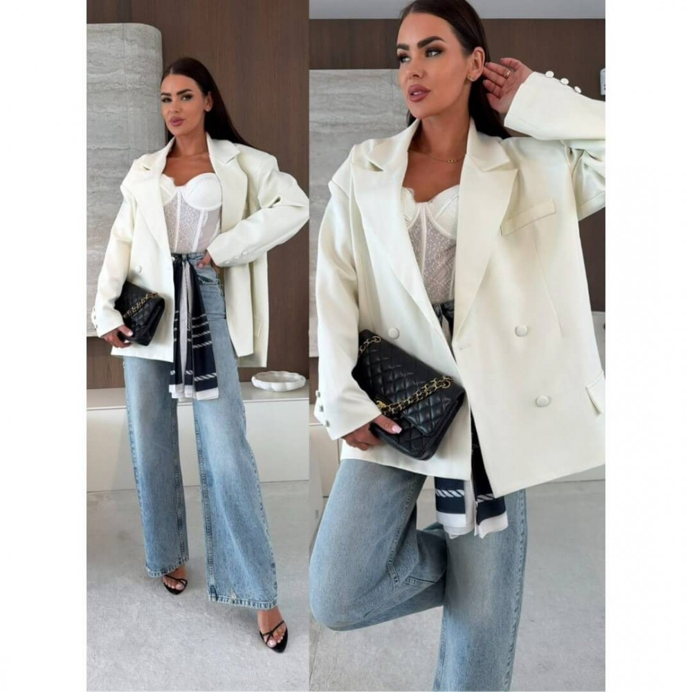 Σακάκι blazer με κουμπιά λευκό