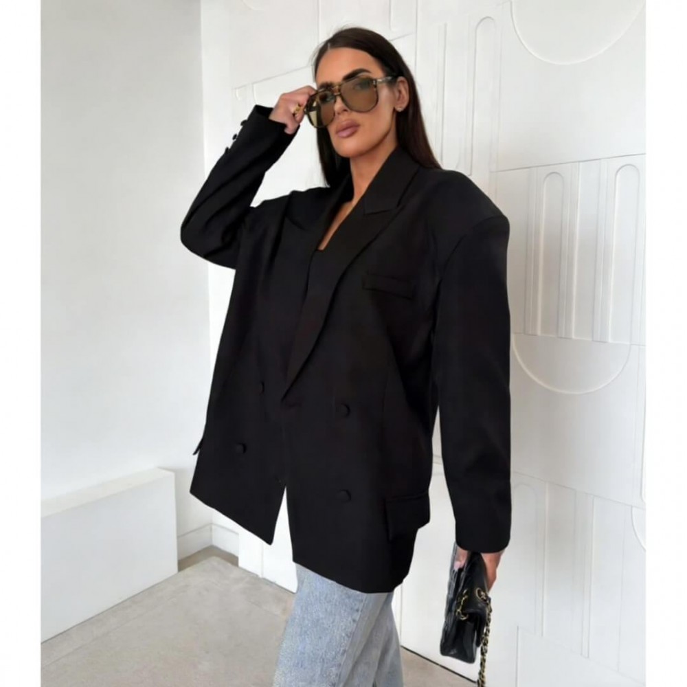 Σακάκι blazer με κουμπιά μαύρο