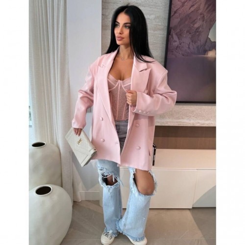 Σακάκι blazer με κουμπιά ροζ