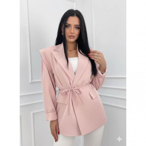 Σακάκι blazer με λεπτή ζώνη ροζ