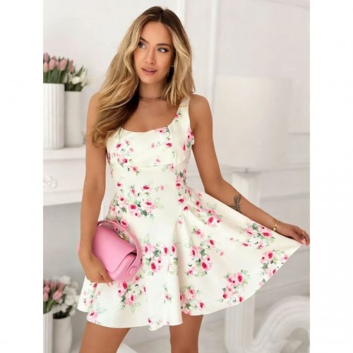 Φόρεμα mini κλος floral λευκο
