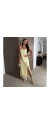 Φόρεμα midi με δαντέλα και σκίσιμο στο τελείωμα κίτρινο