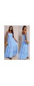 Φόρεμα maxi strapless με βολάν γαλάζιο