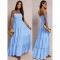 Φόρεμα maxi strapless με βολάν γαλάζιο