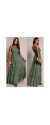 Φόρεμα maxi strapless με βολάν χακί