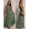 Φόρεμα maxi strapless με βολάν χακί