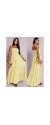 Φόρεμα maxi strapless με βολάν κίτρινο