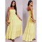 Φόρεμα maxi strapless με βολάν κίτρινο