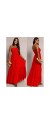 Φόρεμα maxi strapless με βολάν κόκκινο