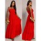 Φόρεμα maxi strapless με βολάν κόκκινο