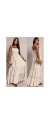 Φόρεμα maxi strapless με βολάν μπεζ