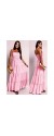 Φόρεμα maxi strapless με βολάν ροζ