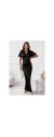 Φόρεμα maxi satin "V" με δαντέλα μαύρο
