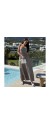 Φόρεμα strapless maxi με βολάν πούρο