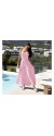 Φόρεμα strapless maxi με βολάν ροζ