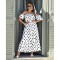 Φόρεμα maxi strapless με μανίκι πουά λευκό