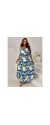 Φόρεμα maxi με βολάν έξωμο floral μπλε