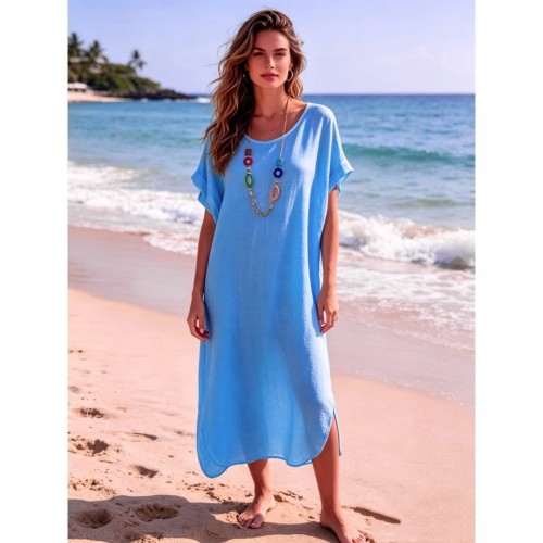 Φόρεμα midi oversized γαλάζιο