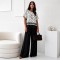 Σετ παντελόνα και τοπ casual oversized πουά μαύρο