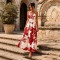 Φόρεμα μάξι με παρτούς floral κόκκινο