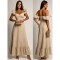 Φόρεμα βολάν τιράντα maxi μπεζ