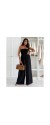 Ολόσωμη φόρμα strapless με βολάν στη μέση μαύρη