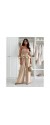 Ολόσωμη φόρμα strapless με βολάν στη μέση μπεζ