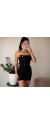 Φόρεμα mini strapless με διακοσμητικά κουμπιά μαύρο