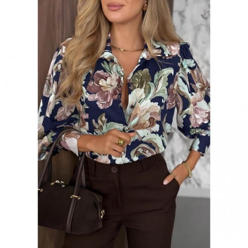 Πουκάμισο floral basic μπλε