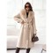 Παλτό μακρύ με γουνινο γιακά μπεζ